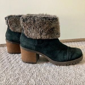 Lucky Brand Fur Block Heel Booties